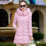 Lady Winter Coat Women Down Cotton Fur Collar Hooded Jacket Woman Casual Warm Outerwear Jackets Female Girls Black Clothes 1187