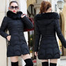 Lady Winter Coat Women Down Cotton Fur Collar Hooded Jacket Woman Casual Warm Outerwear Jackets Female Girls Black Clothes 1187