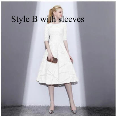 Ladybeauty New Arrival Luxury Scoop collar sleeveless Embroidery Zipper Cocktail Dresses A-line Tea Length Formal Dress