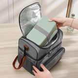 Large Capacity Double Layer Insulation Bento Lunch Bag Portable Picnic Cooler Ice Pack Waterproof Food Thermal Lunchbox Bags