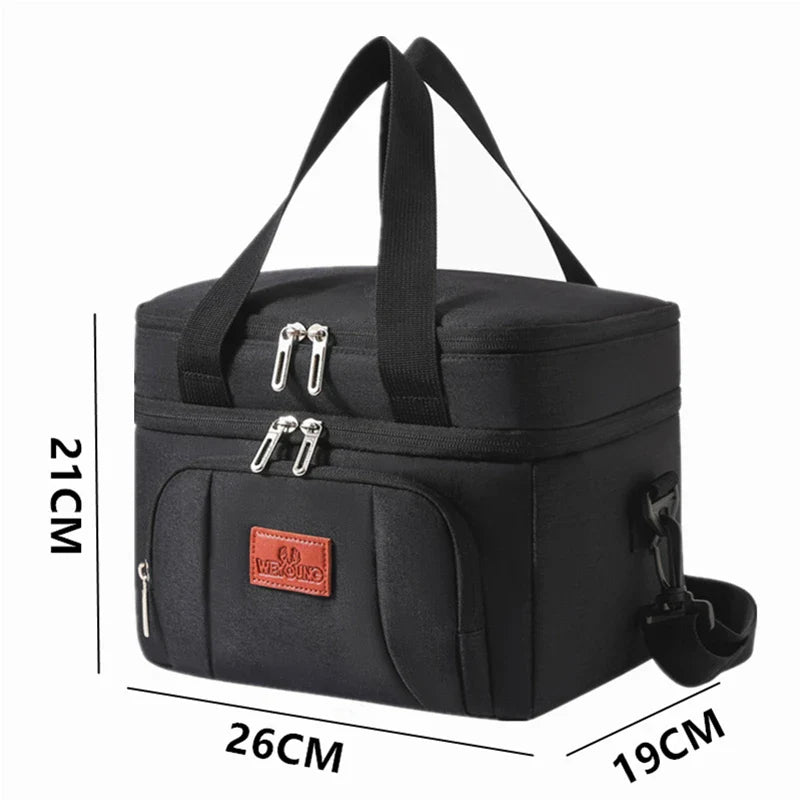 Large Capacity Double Layer Insulation Bento Lunch Bag Portable Picnic Cooler Ice Pack Waterproof Food Thermal Lunchbox Bags