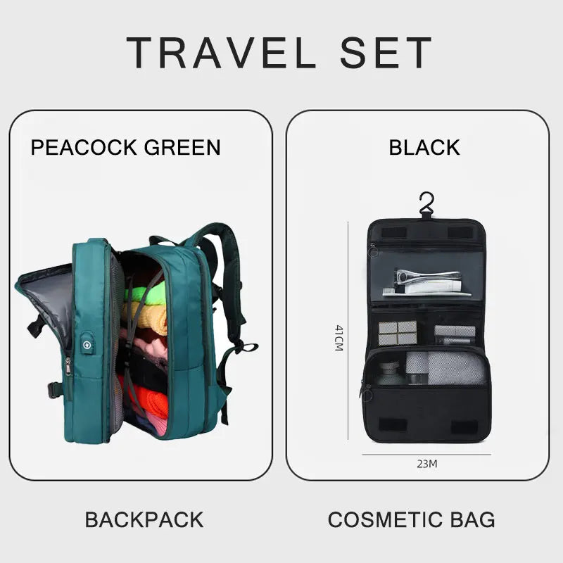 Large Travel Backpack Laptop Bag Women Men Carry On Luggage Students Business Trip USB Charge Extendible 40L Weekender Mochila