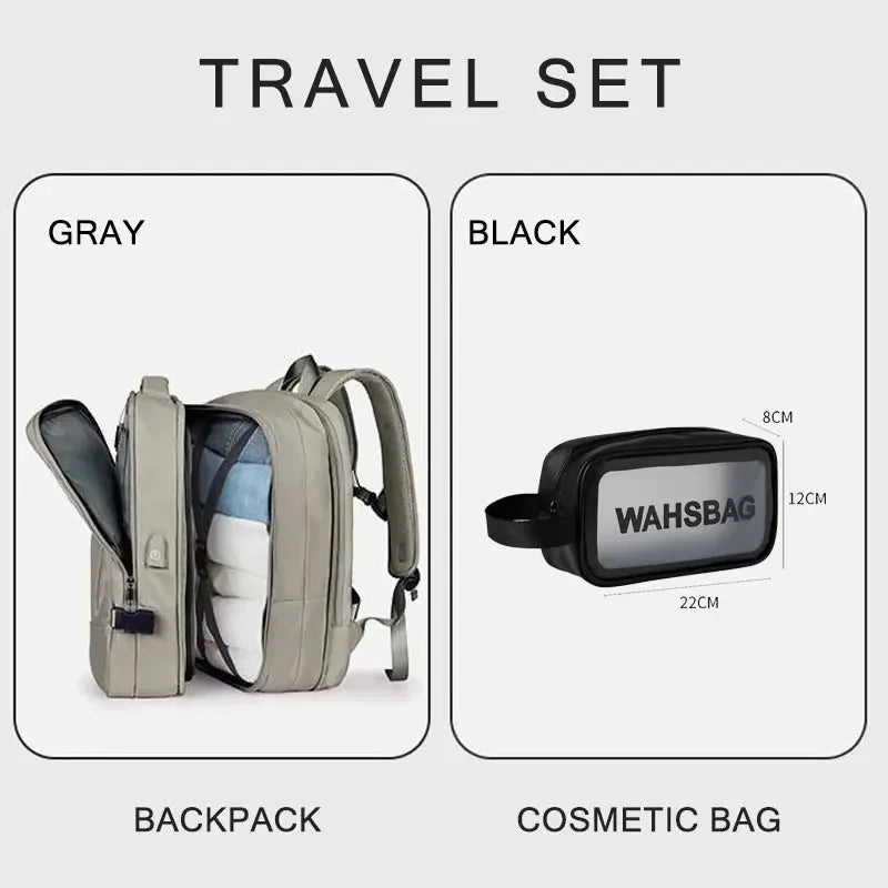 Large Travel Backpack Laptop Bag Women Men Carry On Luggage Students Business Trip USB Charge Extendible 40L Weekender Mochila