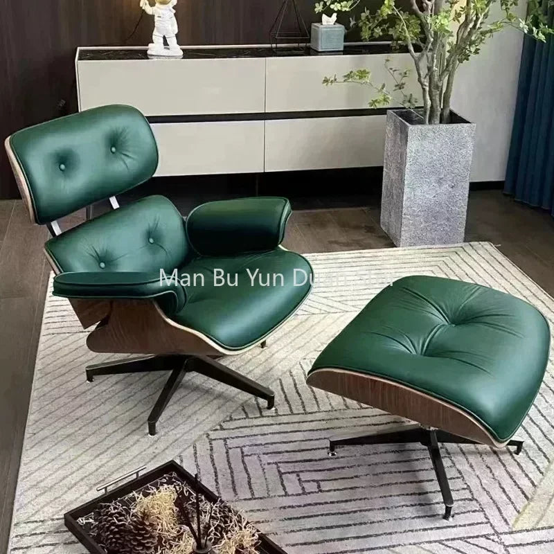 Leather Original Chair Sofa Simple Designer Luxury Lounge Swivel Executive Metal Modern Nordic Living Room Rotating Furniture