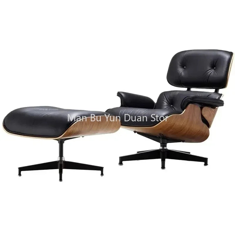 Leather Original Chair Sofa Simple Designer Luxury Lounge Swivel Executive Metal Modern Nordic Living Room Rotating Furniture