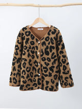 Leopard Woman Winter Jacket Coat O-neck Casual Fake Fur Warm Top Autumn Korean Leather Fur Integrated Elegant Female Outwear