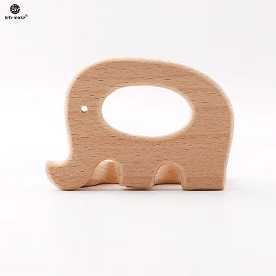 Let's Make 20pcs/lot Food Grade Beech Wooden Teethers Handmade  Pigeon Teether Wooden Animal Teethers Set