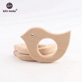 Let's Make 20pcs/lot Food Grade Beech Wooden Teethers Handmade  Pigeon Teether Wooden Animal Teethers Set