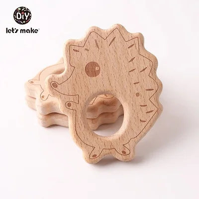 Let's Make 20pcs/lot Food Grade Beech Wooden Teethers Handmade  Pigeon Teether Wooden Animal Teethers Set