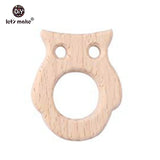 Let's Make 20pcs/lot Food Grade Beech Wooden Teethers Handmade  Pigeon Teether Wooden Animal Teethers Set