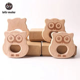 Let's Make 20pcs/lot Food Grade Beech Wooden Teethers Handmade  Pigeon Teether Wooden Animal Teethers Set