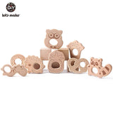 Let's Make 20pcs/lot Food Grade Beech Wooden Teethers Handmade  Pigeon Teether Wooden Animal Teethers Set