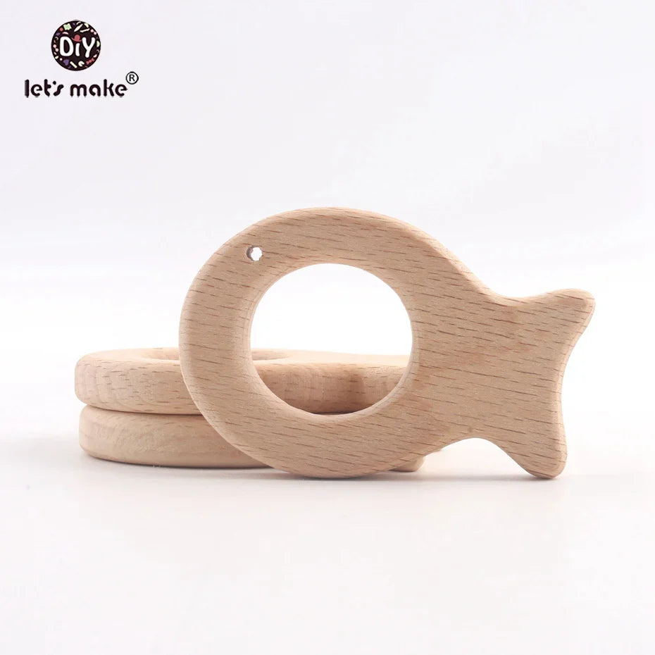 Let's Make 20pcs/lot Food Grade Beech Wooden Teethers Handmade  Pigeon Teether Wooden Animal Teethers Set