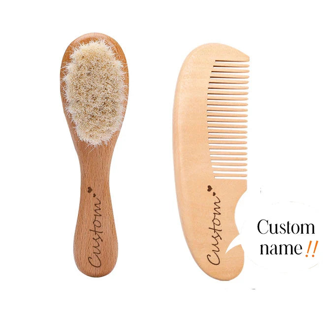 Let's Make Baby Care Hair Brush For Kids Girl Bath Showerb Pure Natural Wool Wooden Comb Hairbrush Infant Newborn Massager