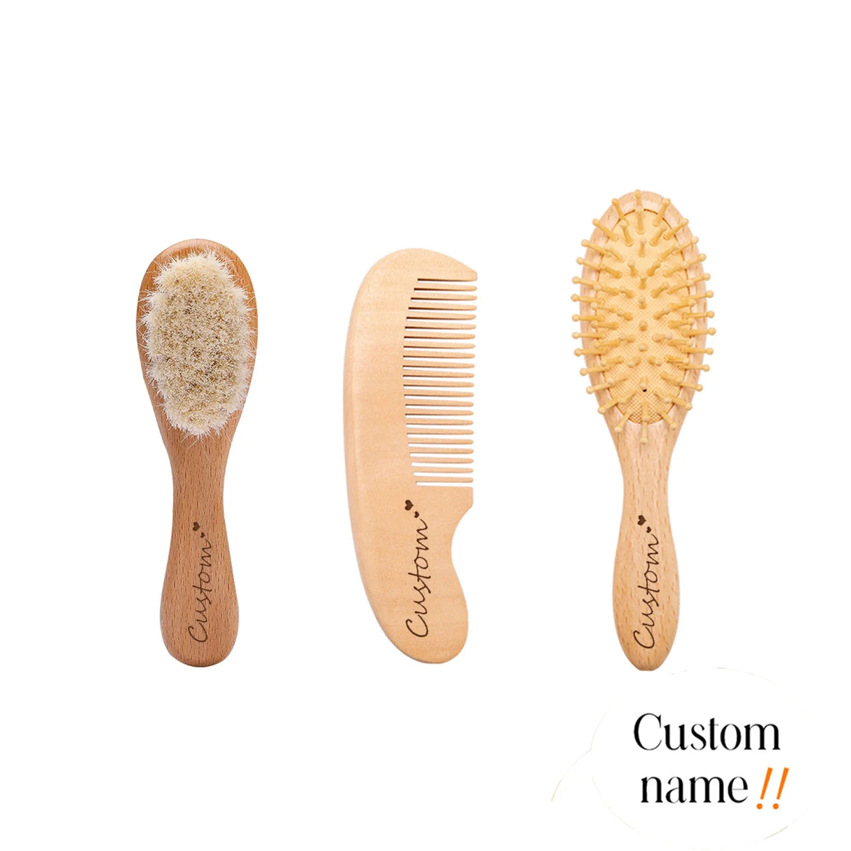 Let's Make Baby Care Hair Brush For Kids Girl Bath Showerb Pure Natural Wool Wooden Comb Hairbrush Infant Newborn Massager