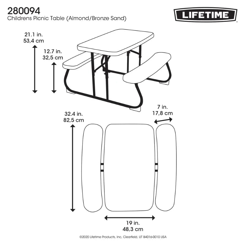 Lifetime Kid's Picnic Table, Almondchildren desk and chair set  kids table  children study desk