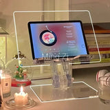 Lifted Laptop Stand Holder, 180° Rotatable Desktop Reading Rack, Ins Style Transparent Acrylic Notebook Stand for Desk Reading