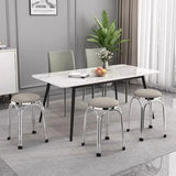 Light Luxury Stainless Steel Thickened Stools Stackable for Dining Chairs Household Modern Simple Round Ottomans Low Benches