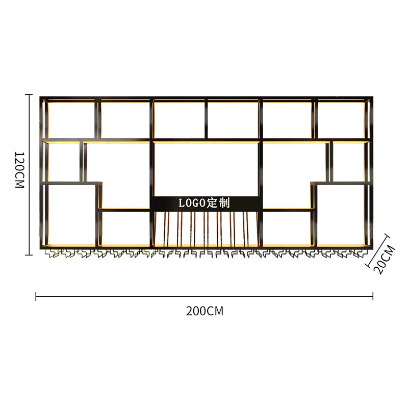 Light Shelf Wine Racks Modern Black Restaurant Vertical Display Cabinet Commercial Storage Wall Hanging Mueble De Bar Furniture