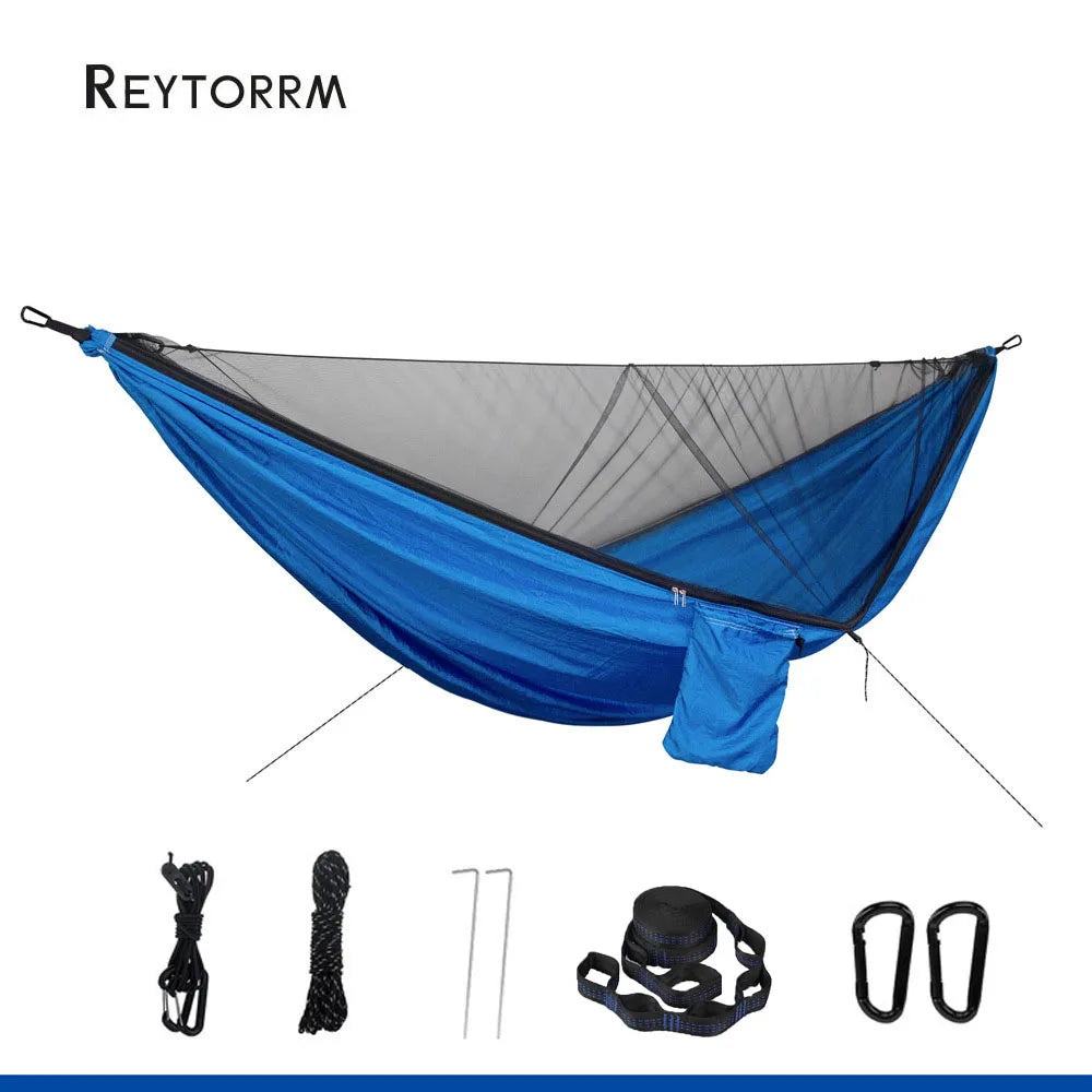 Lightweight Double Person Mosquito Net Hammock Easy Set Up 290*140cm With 2 Tree Straps Portable Hammock For Camping Travel Yard