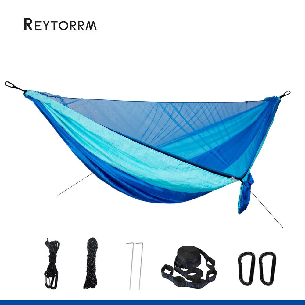 Lightweight Double Person Mosquito Net Hammock Easy Set Up 290*140cm With 2 Tree Straps Portable Hammock For Camping Travel Yard