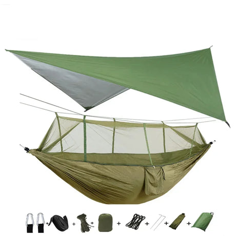 Lightweight Portable Camping Hammock and Tent Awning Rain Fly Tarp Waterproof Mosquito Net Hammock Canopy 210T Nylon Hammocks