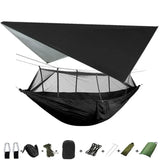 Lightweight Portable Camping Hammock and Tent Awning Rain Fly Tarp Waterproof Mosquito Net Hammock Canopy 210T Nylon Hammocks