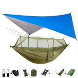 Lightweight Portable Camping Hammock and Tent Awning Rain Fly Tarp Waterproof Mosquito Net Hammock Canopy 210T Nylon Hammocks