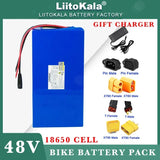 LiitoKala 48V 32ah 1500W electric bike battery 20ah 24ah 18ah 15ah 18650 lithium batteries 54.6v 750W 1000W ebike motor Charger