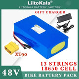 LiitoKala 48V 32ah 1500W electric bike battery 20ah 24ah 18ah 15ah 18650 lithium batteries 54.6v 750W 1000W ebike motor Charger