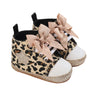 Lioraitiin 0-12M Newborn Baby Girl Boys Shoes Leopard / Star Printed Bowknot Walking Soft-Soled First Walker Shoes