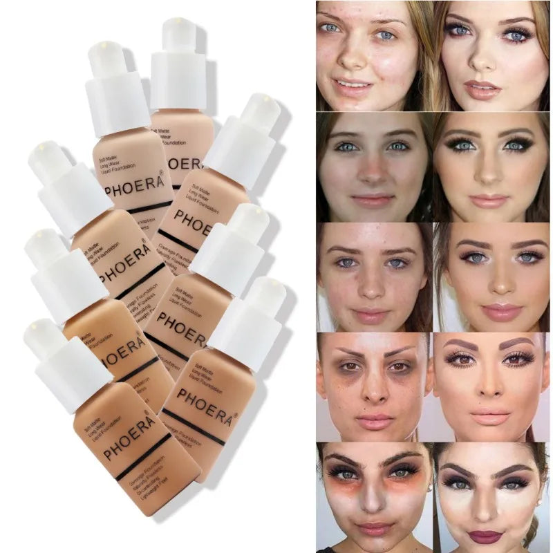 Liquid Foundation Concealer Face Naturally Flawless Matte Oil-Control Waterproof Long Lasting Foundation 30ml 8 Colors Optional