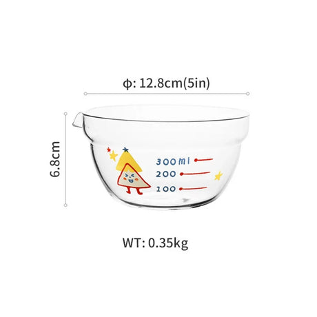 Liquid Measure Cups Glass Measuring Cup Kitchen Mixing Bowl with Spout Scale Glass Bakeware Cartoon Batter Bowl for Baking