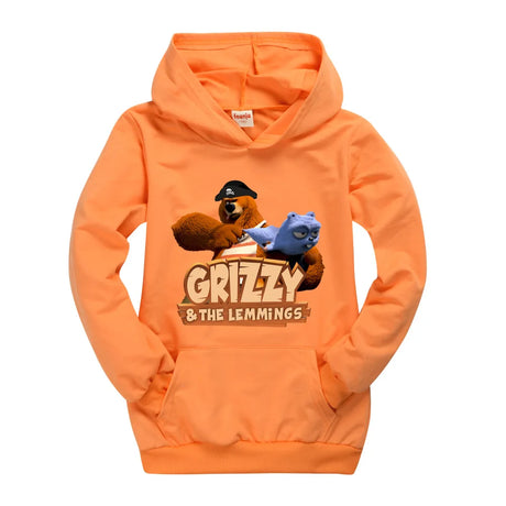 Little Baby Kids Tshirt Hoodie Grizzy and The Lemmings Boys Hooded Top Fall Clothes for Kids Cotton Cute Sweatshirt Child Shirt