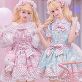 Lolita Sweet Cartoon Print Princess Dress Women Cute Bow Lace Party Strap Dresses Girly Harajuku Kawaii Y2k Mini Vestidos