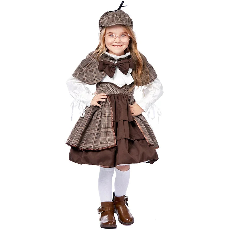 Lolita clothing children's detective Sherlock Holmes suit including shawl glasses British college style cos clothing