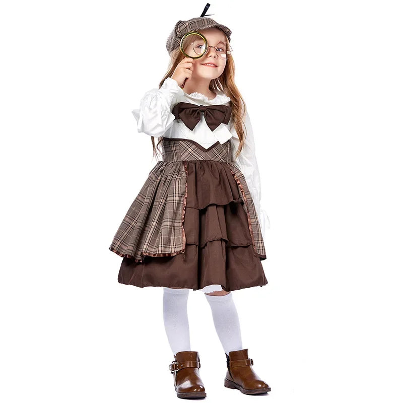 Lolita clothing children's detective Sherlock Holmes suit including shawl glasses British college style cos clothing