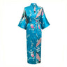 Long Style Loose Japanese Satin Peacock Woman Yukata Dress Sleepwear Oriental Kimono Haori Chinese Qipao Nightgown Robe