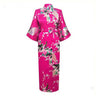 Long Style Loose Japanese Satin Peacock Woman Yukata Dress Sleepwear Oriental Kimono Haori Chinese Qipao Nightgown Robe