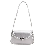 Love buckle Silver Crossbody Shoulder Bags for Women 2023 Y2K Small Purse PU Leather Luxury Brand Female Underarm Bag Handbags