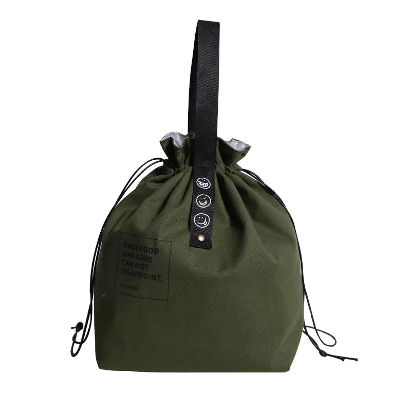 캠핑 용품 Lunch Bag Canvas Drawstring Thermal Insulation and Cold Storage High Capacity Camping Student Office Worker