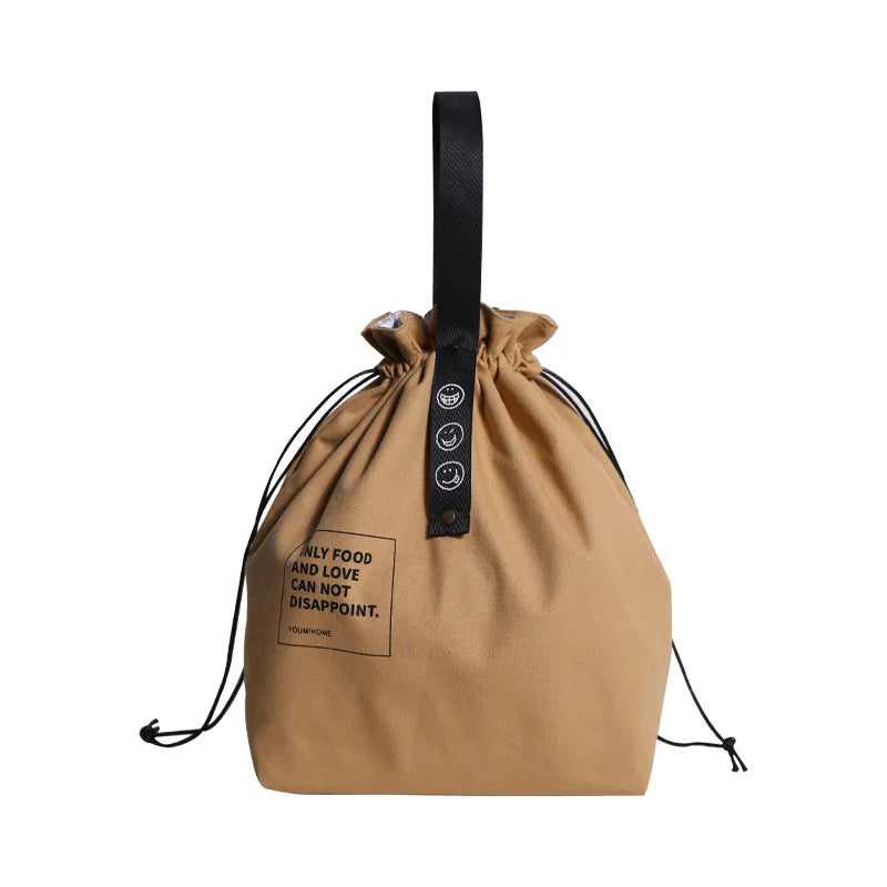 캠핑 용품 Lunch Bag Canvas Drawstring Thermal Insulation and Cold Storage High Capacity Camping Student Office Worker