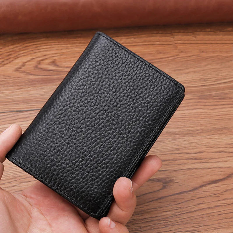 Luxury Men Cow Genuine Leather Business Card Holder Small Bifold Card Wallet Credit Card Case Slim Purse Card Holders for Men