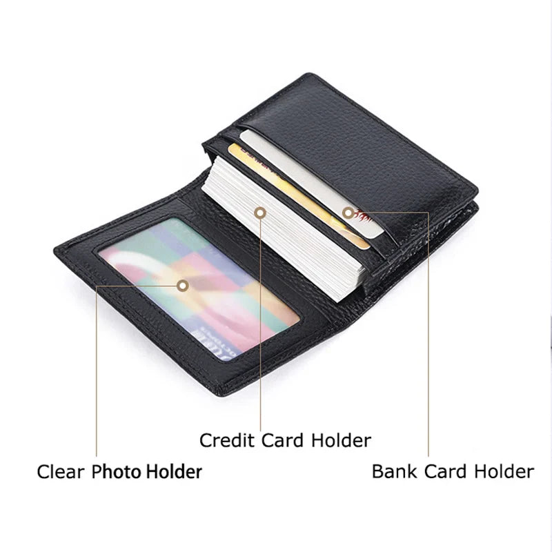 Luxury Men Cow Genuine Leather Business Card Holder Small Bifold Card Wallet Credit Card Case Slim Purse Card Holders for Men