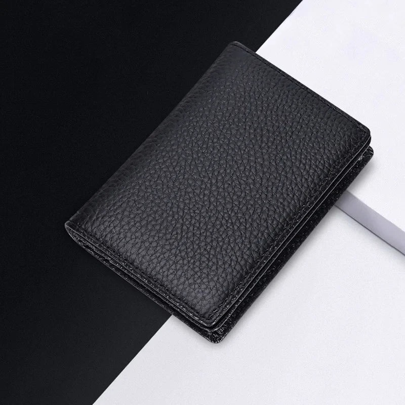 Luxury Men Cow Genuine Leather Business Card Holder Small Bifold Card Wallet Credit Card Case Slim Purse Card Holders for Men