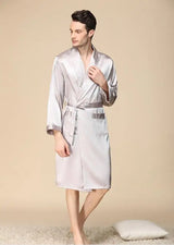 Luxury Men's Silky Satin Kimono Robe 5XL Long Sleeve Sleepwear Bathrobe Oversized Satin Nightgown Summer Home Clothes