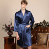 Luxury Men's Silky Satin Kimono Robe 5XL Long Sleeve Sleepwear Bathrobe Oversized Satin Nightgown Summer Home Clothes