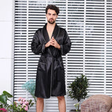 Luxury Men's Silky Satin Kimono Robe 5XL Long Sleeve Sleepwear Bathrobe Oversized Satin Nightgown Summer Home Clothes