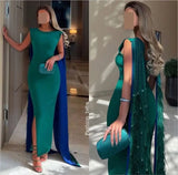 Luxury Mermaid Evening Dresses O-Neck Prom Dresses Feathers Floor Length Saudi Arabia Women's Formal Request Party Wedding