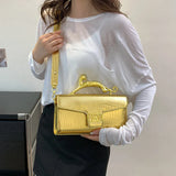 Luxury Quality Handbags For Women Patent Leather Crocodile Stone Pattern Ladies Shoulder Cross Body Bags Metal Handle Females